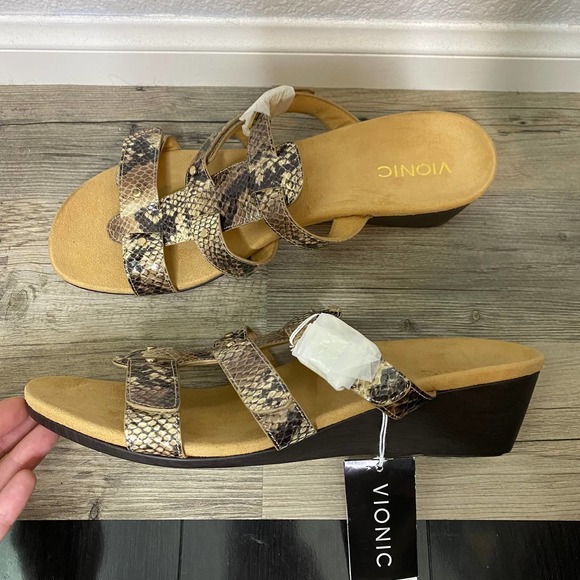 Vionic Radia Sandal wedge adjustable slip on slide snake comfort ortho 12 - Picture 2 of 8